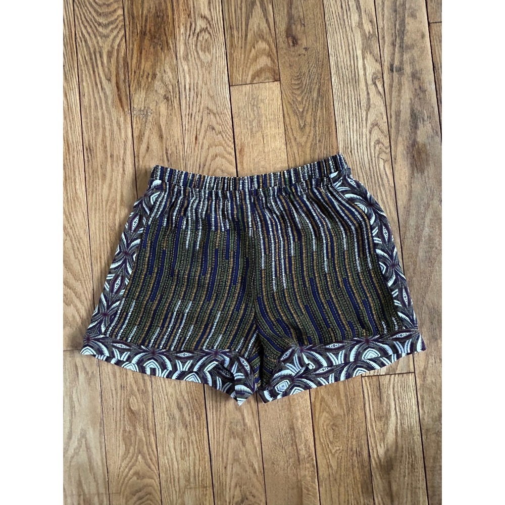 H&M Conscious Striped Boho Pattern Elastic Waist‎ Shorts Women US Size 4